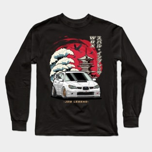 Nippon White Subaru Impreza WRX STi Hawk Eye Long Sleeve T-Shirt